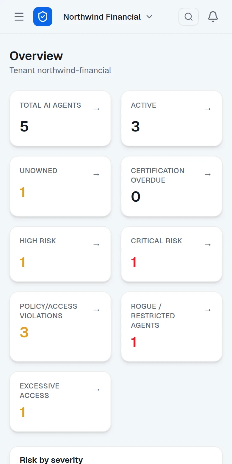 WonderAgent overview on a phone with metric cards stacked two across
